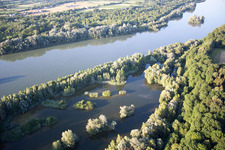 Aerial view of Isarauwald in the district Oberhöcking in Landau an der Isar in the state Bavaria, Germany