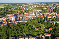 Town View of the streets and houses of the residential areas in the district Bach in Landau an der Isar in the state Bavaria, Germany