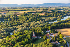 Oblique view of District Oberframmering in Landau an der Isar in the state Bavaria, Germany