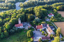 Aerial view of Cemetery in Bauerngasse in the district Oberframmering in Landau an der Isar in the state Bavaria, Germany