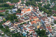 Church building in of Stadtpfarrkirche St . Maria Old Town- center of downtown in Landau an der Isar in the state Bavaria, Germany