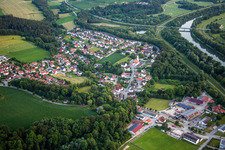 Village on the river bank areas of the river Isar in Gottfrieding in the state Bavaria, Germany