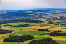 Aerial view of City view from the north in the district Zellhub in Eggenfelden in the state Bavaria, Germany