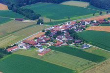 Aerial view of Village overview from the north in the district Dietring in Rimbach in the state Bavaria, Germany