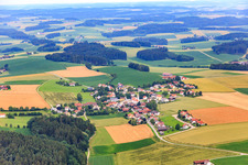 Village overview from the southeast in the district Rattenbach in Rimbach in the state Bavaria, Germany