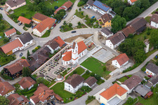 Aerial view of Church Square in the district Rattenbach in Rimbach in the state Bavaria, Germany