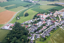 Aerial view of District Frauenbiburg in Dingolfing in the state Bavaria, Germany