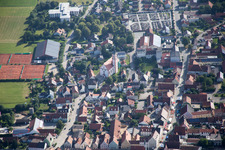 Town View of the streets and houses of the residential areas in Geiselhoering in the state Bavaria, Germany