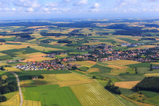 Village view from the southwest in the district Weichshofen in Mengkofen in the state Bavaria, Germany