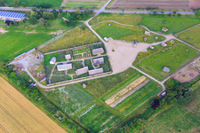 Lauresham Open-Air Laboratory in Lorsch in the state Hesse, Germany seen from above