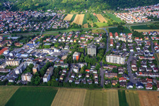 Apartment blocks on Gutenbergstraße and Thomastr in Hemsbach in the state Baden-Wuerttemberg, Germany