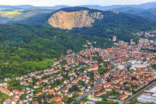 City view below the quarry Weinheim next to Wachenburg Castle in Weinheim in the state Baden-Wuerttemberg, Germany