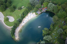 Aerial view of Waidsee in the district Lützelsachsen in Weinheim in the state Baden-Wuerttemberg, Germany