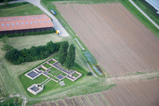 Aerial view of Roman estate Villa Rustika in the district Großsachsen in Hirschberg an der Bergstraße in the state Baden-Wuerttemberg, Germany