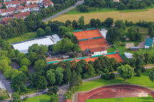 Tennis courts and tennis hall of the Tennisclub Schriesheim eV in Schriesheim in the state Baden-Wuerttemberg, Germany