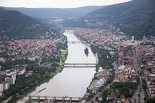 Aerial view of Neckar and Neuenheim in the district Neuenheim in Heidelberg in the state Baden-Wuerttemberg, Germany
