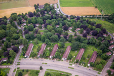 Refugee - buildings Erstaufnahmeeinrichtung of Lanof Baden-Wuerttemberg in the district Patrick-Henry-Village in Heidelberg in the state Baden-Wurttemberg, Germany out of the air