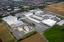 Aerial view of Building and production halls on the premises of Rudolf Wild GmbH & Co. KG (Capri-Sonne) in Eppelheim in the state Baden-Wurttemberg