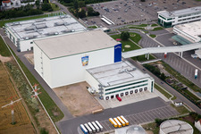 Aerial photograpy of Building and production halls on the premises of Rudolf Wild GmbH & Co. KG (Capri-Sonne) in Eppelheim in the state Baden-Wurttemberg