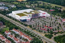 Aerial view of Höffner Furniture in Schwetzingen in the state Baden-Wuerttemberg, Germany