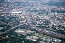 Aerial view of Underground station in the district Mundenheim in Ludwigshafen am Rhein in the state Rhineland-Palatinate, Germany