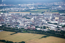 District BASF in Ludwigshafen am Rhein in the state Rhineland-Palatinate, Germany from the plane