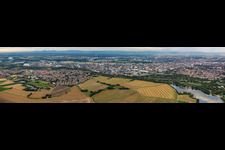 Panoramic perspective of Building and production halls on the premises of the chemical manufacturers BASF in Ludwigshafen am Rhein in the state Rhineland-Palatinate, Germany