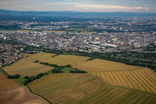 Aerial photograpy of BASF from the west in the district Friesenheim in Ludwigshafen am Rhein in the state Rhineland-Palatinate, Germany