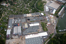 Aerial photograpy of Harbor in Worms in the state Rhineland-Palatinate, Germany
