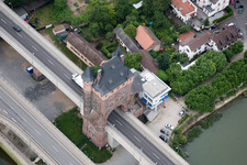 Aerial photograpy of Nibelungen Bridge over the Rhine in Worms in the state Rhineland-Palatinate, Germany