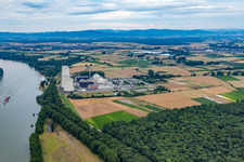 Nuclear power plant in the district Wattenheim in Biblis in the state Hesse, Germany from the plane