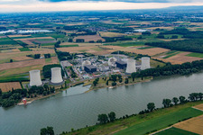 Nuclear power plant in the district Wattenheim in Biblis in the state Hesse, Germany viewn from the air