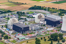Drone image of Nuclear power plant in the district Wattenheim in Biblis in the state Hesse, Germany