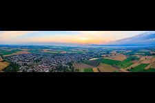 Sunrise over the Odenwald from the east in the district Hofheim in Lampertheim in the state Hesse, Germany