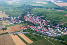 Village - view on the edge of agricultural fields and farmland in Hohen-Suelzen in the state Rhineland-Palatinate, Germany