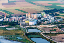 Aerial view of Building and production halls on the premises of Suedzucker AG Mannheim/Ochsenfurt in the district Neuoffstein in Obrigheim (Pfalz) in the state Rhineland-Palatinate, Germany
