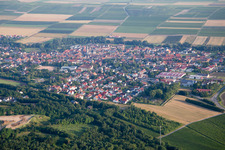 Village - view on the edge of agricultural fields and farmland in Flonheim in the state Rhineland-Palatinate, Germany