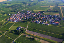 Wine-growing village between vineyards from the southeast in Ludwigshöhe in the state Rhineland-Palatinate, Germany