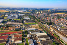 Industrial area An d. Flurscheide with Kunststoff-und Farben GmbH Biebesheim and Suckow & Fischer Systeme GmbH + Co. KG in Biebesheim am Rhein in the state Hesse, Germany