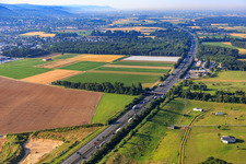 Aerial photograpy of Serways service area Alsbach West on the A5 in the district Sandwiese in Alsbach-Hähnlein in the state Hesse, Germany