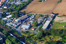 Industrial area In den Almen with carpentry holzart and tire center Zwingenberg in Zwingenberg in the state Hesse, Germany