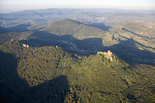 Aerial photograpy of Trifels Castle in Annweiler am Trifels in the state Rhineland-Palatinate, Germany