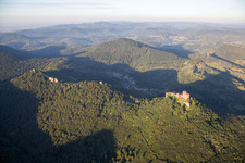 Oblique view of Trifels Castle in Annweiler am Trifels in the state Rhineland-Palatinate, Germany