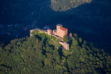 Trifels Castle in Annweiler am Trifels in the state Rhineland-Palatinate, Germany from above