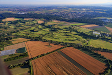 Oblique view of Grounds of the Golfpark Kurpfalz golf course in Schifferstadt in the state Rhineland-Palatinate, Germany