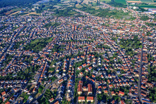 City overview from the east in Schifferstadt in the state Rhineland-Palatinate, Germany