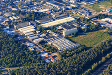Boschstraße industrial area with Loeser GmbH - Niederberger Nibru and HORNBACH logistics center Speyer in Speyer in the state Rhineland-Palatinate, Germany