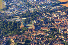 Aerial view of Cathedral to Speyer from the north in Speyer in the state Rhineland-Palatinate, Germany