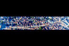 Panoramic perspective of famous promenade and shopping street Maximilianstreet from the dome til the Altpoertel in Speyer in the state Rhineland-Palatinate, Germany