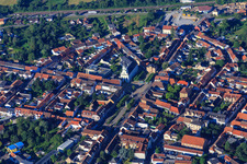 Market square from the northeast in Philippsburg in the state Baden-Wuerttemberg, Germany